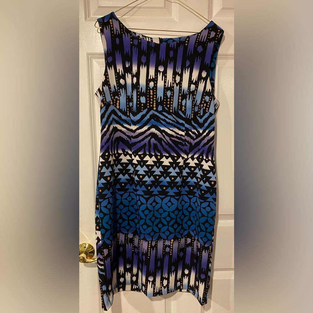 Connected Apparel Womens Sleeveless Multipattern Sheath Dress Size 12